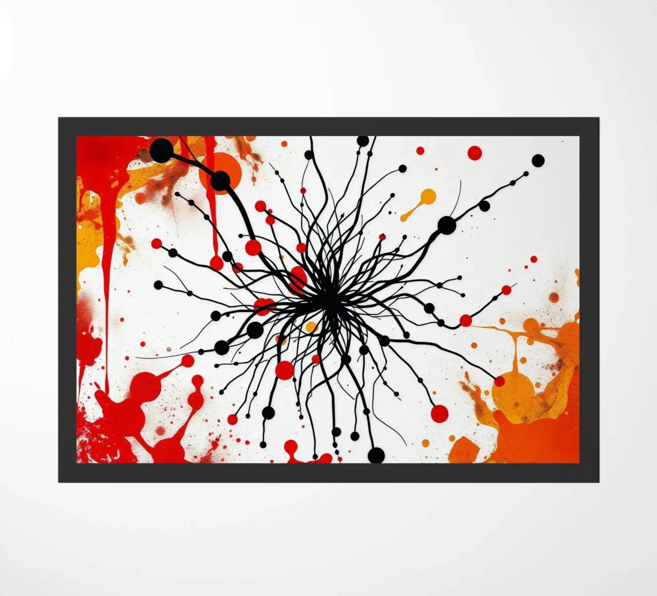 Arte astratta con linee nere e spruzzi colorati zerbino da DesignDoodle