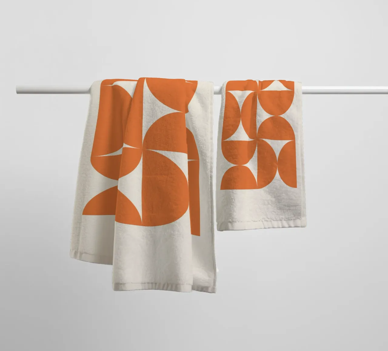 Bauhaus Orange Semi Circles Pattern towel by Paigaam Studio