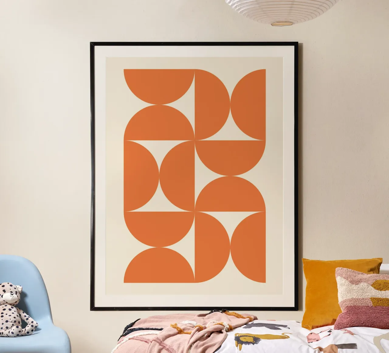 Bauhaus Orange Semi Circles Pattern poster by Paigaam Studio