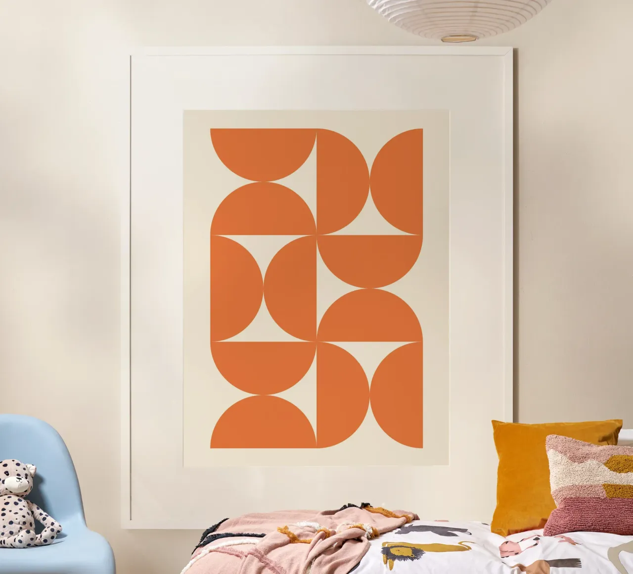 Bauhaus Orange Semi Circles Pattern poster by Paigaam Studio
