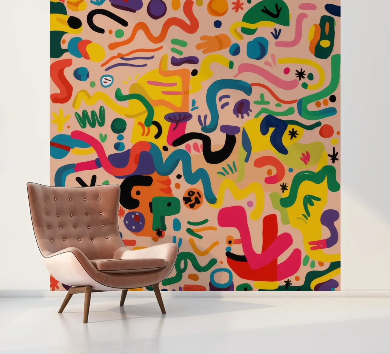 Whimsy Color Scribbles fotobehang van Zep Layers