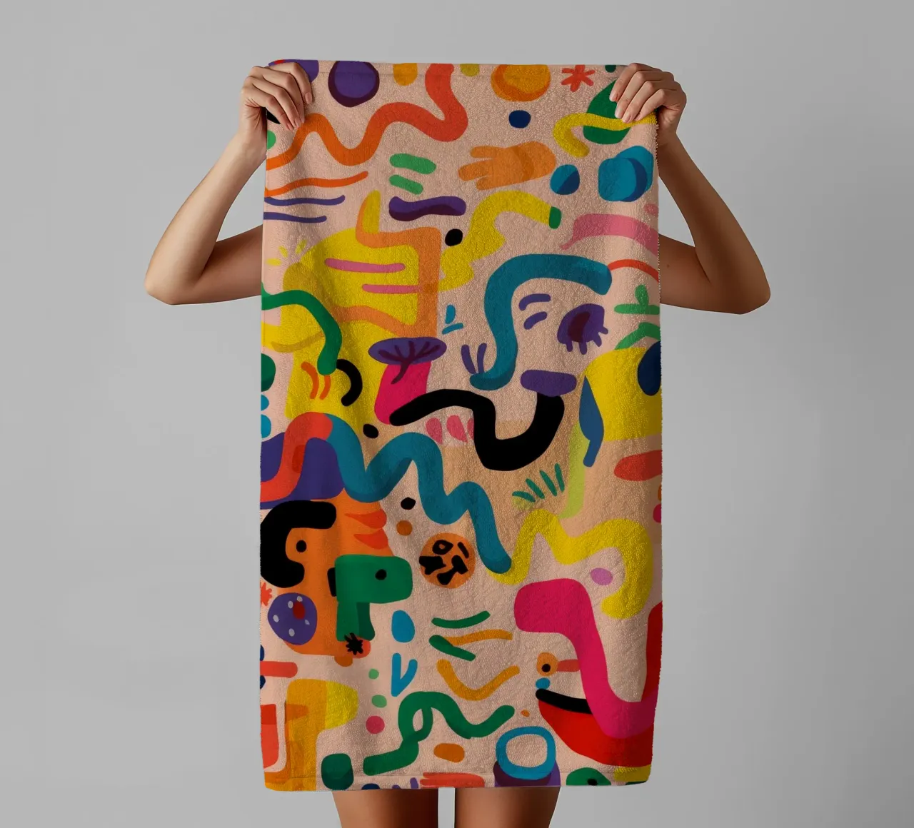 Whimsy Color Scribbles towel by Zep Layers