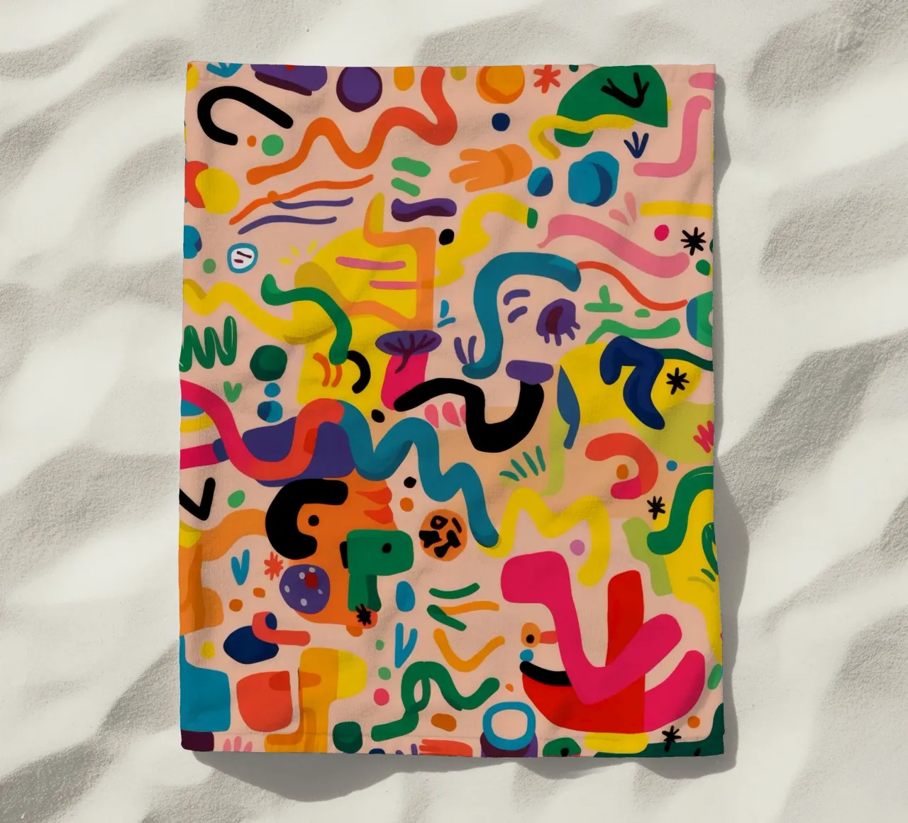 Whimsy Color Scribbles beach towel by Zep Layers