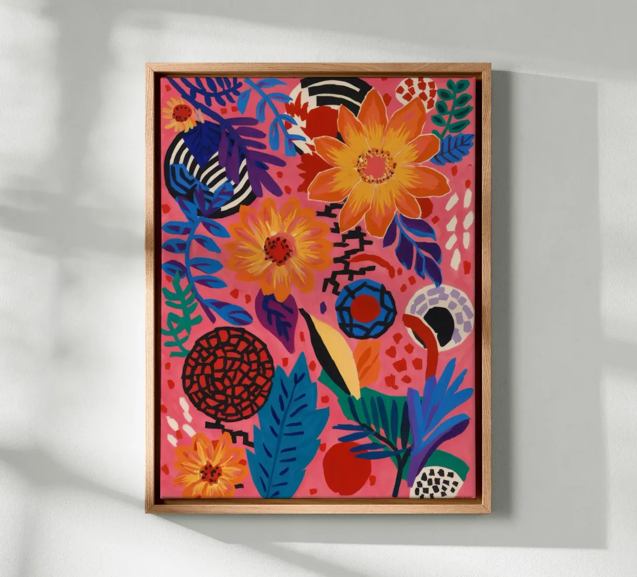 Sunburst Flora Echo canvas with Floater frame by Zep Layers