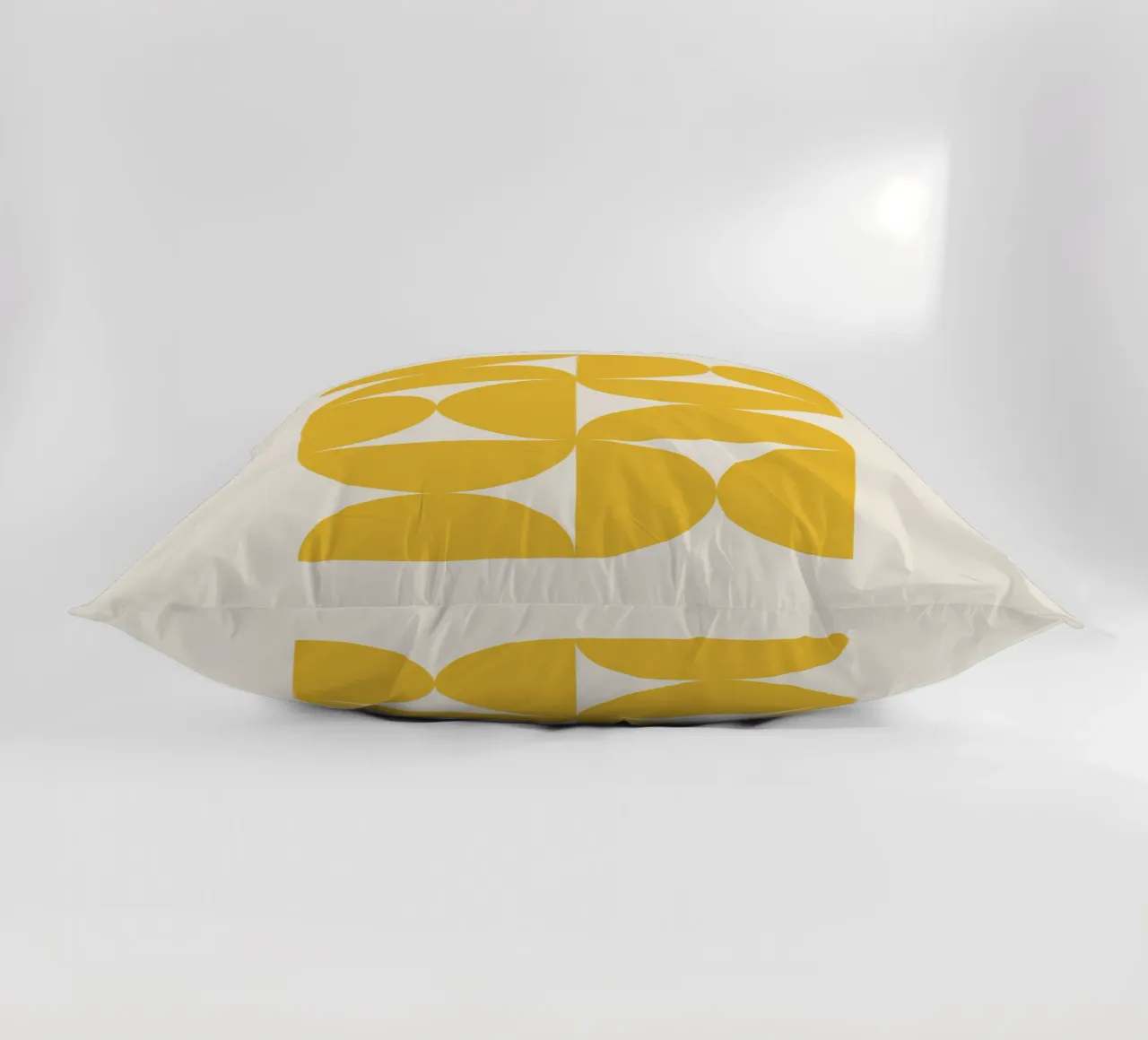 Bauhaus Yellow Semi Circles Pattern decorative cushion by Paigaam Studio