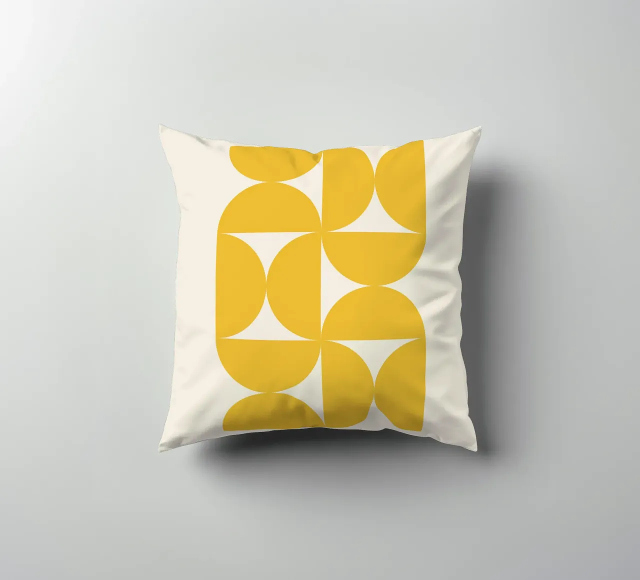 Bauhaus Yellow Semi Circles Pattern decorative cushion by Paigaam Studio