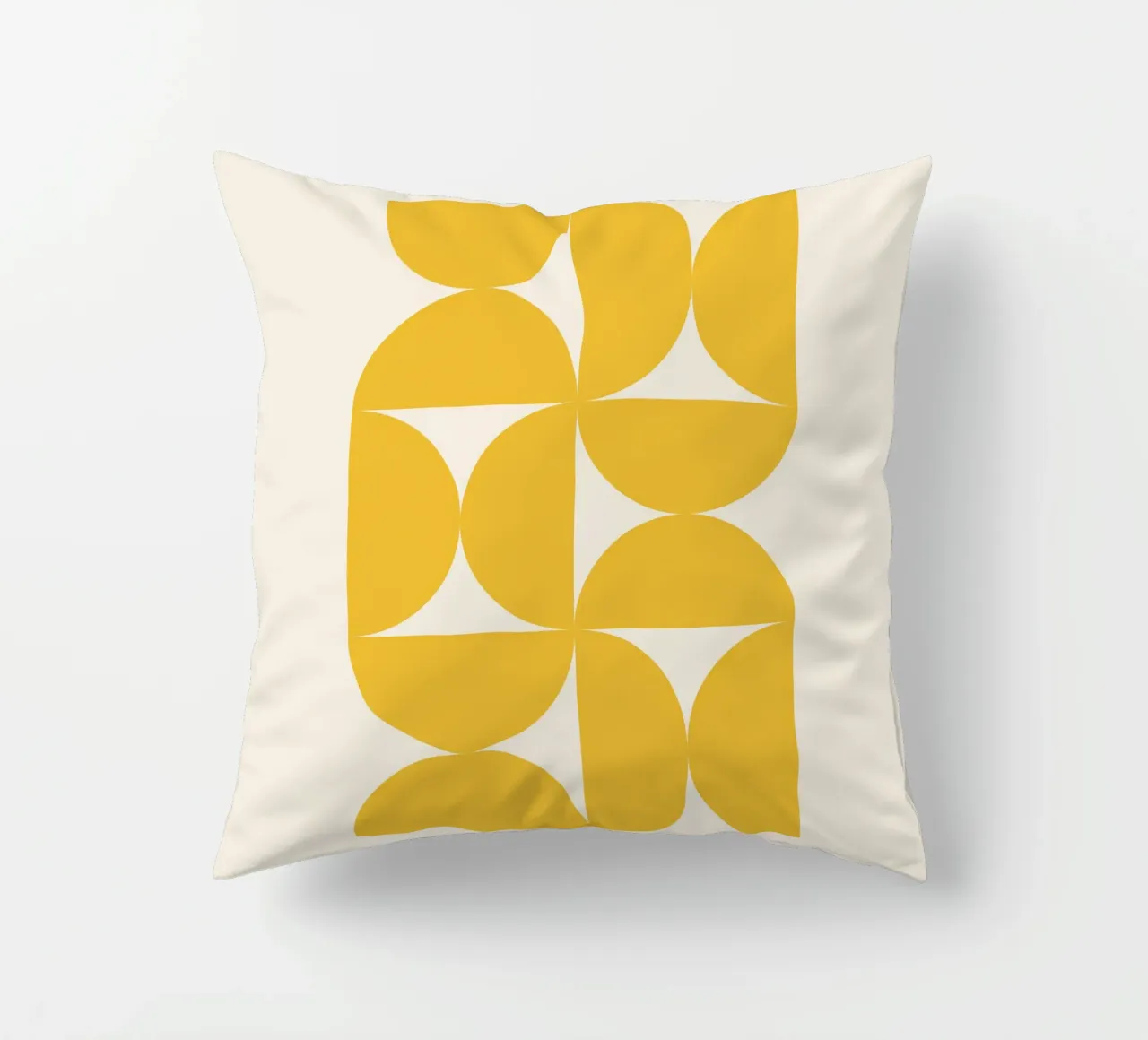 Bauhaus Yellow Semi Circles Pattern decorative cushion by Paigaam Studio