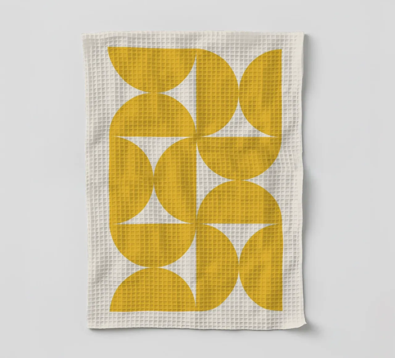 Motif Bauhaus jaune en demi-cercles torchon de Paigaam Studio