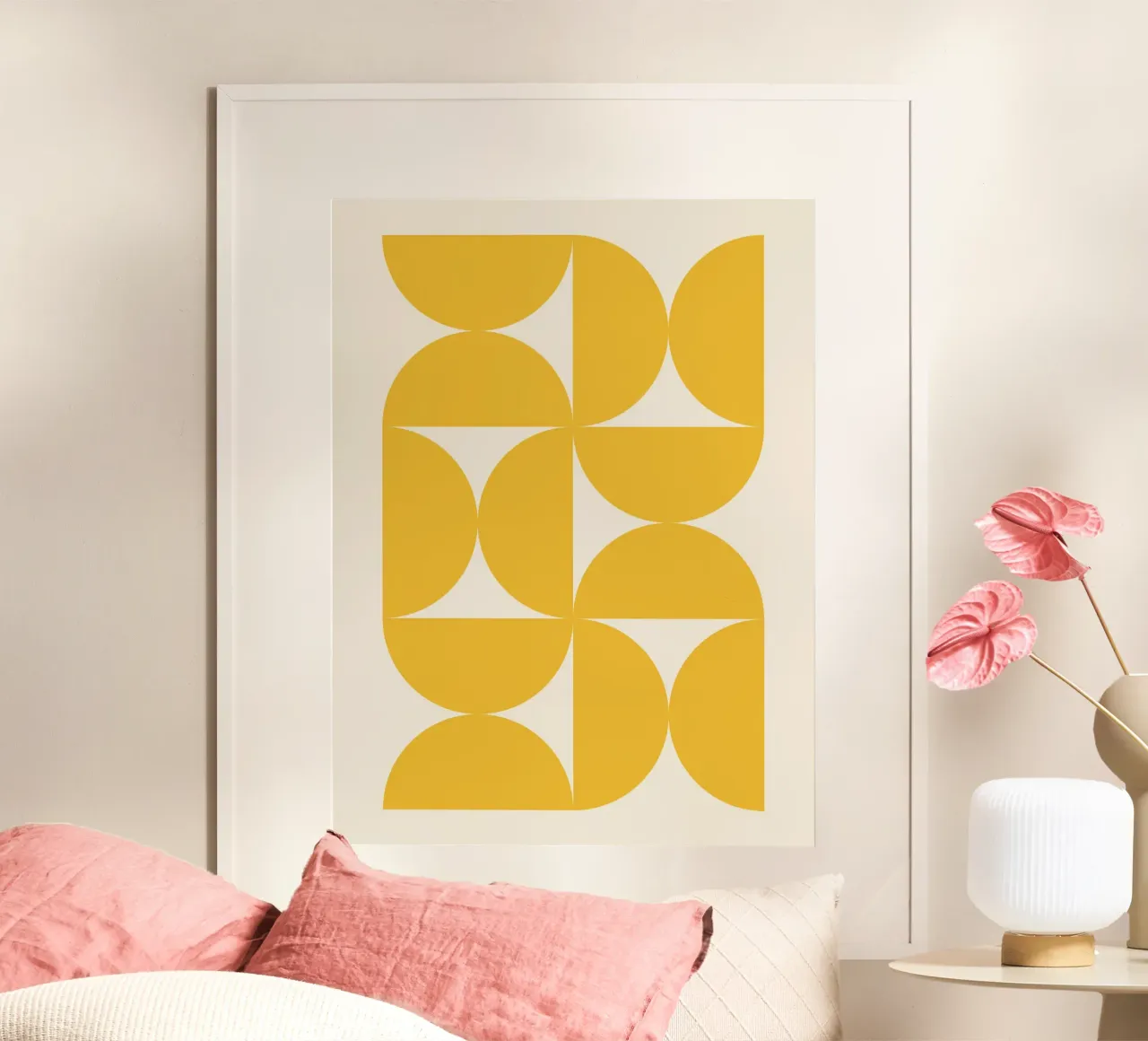 Motif Bauhaus jaune en demi-cercles hahnemühle de Paigaam Studio