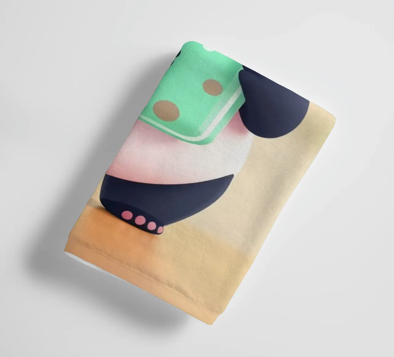 Cute panda character enjoying a colorful drink towel by DesignDoodle