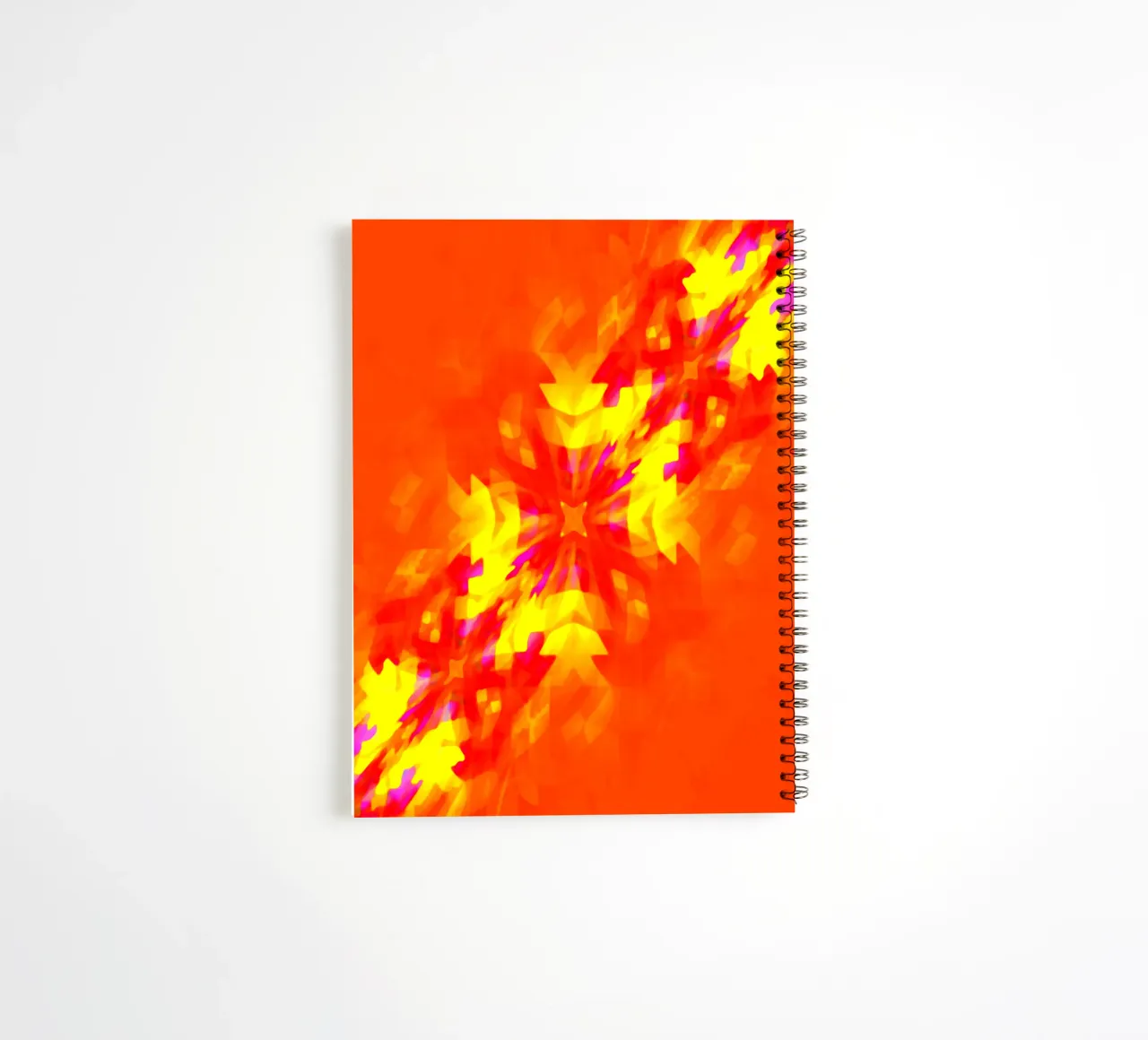 Illusion of glowing red squares, deformed + swirled diagonally spiral notebook by Gürsel Yesil Digital Art