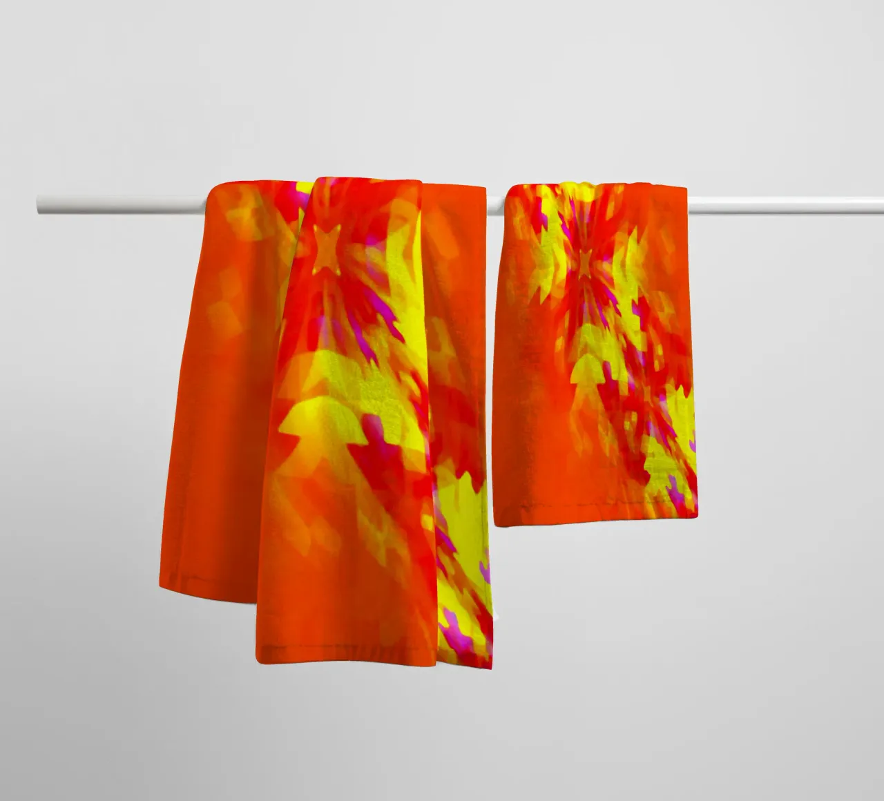 Illusion of glowing red squares, deformed + swirled diagonally towel by Gürsel Yesil Digital Art