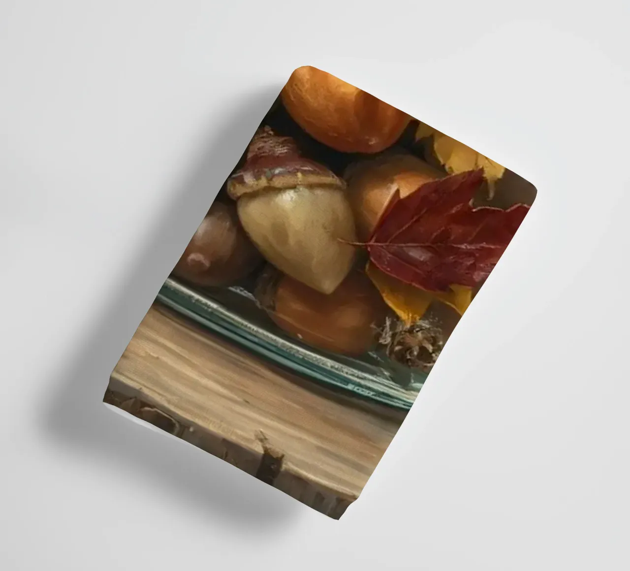 A curious squirrel gathers acorns and colorful autumn leaves towel by DesignDoodle