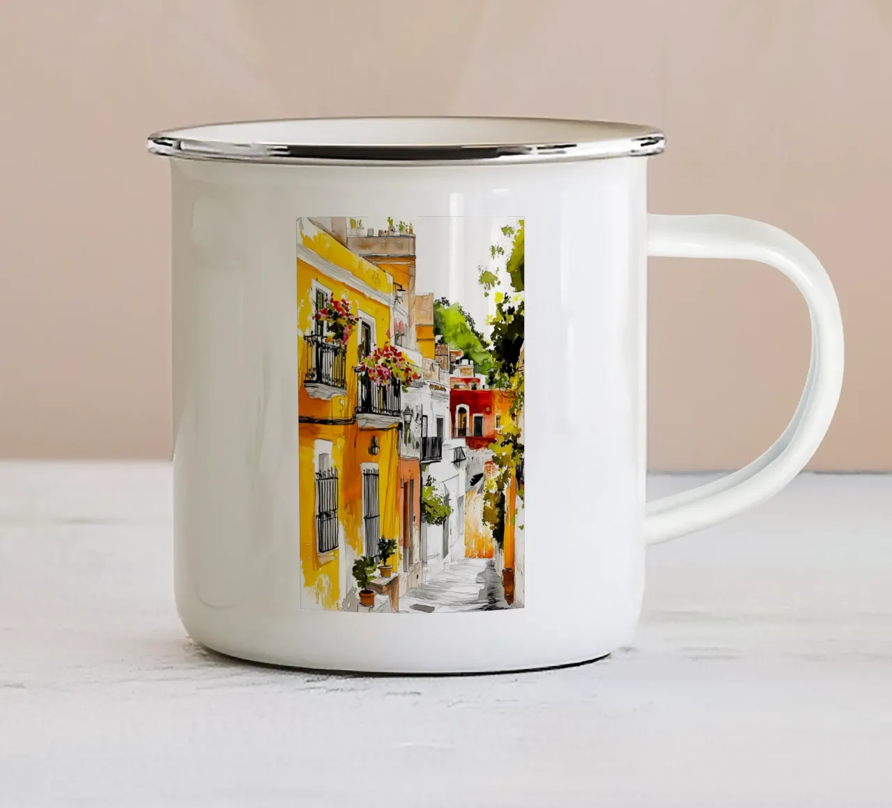 Strada della città messicana tazza in smalto da Justyna Jaszke JBJart