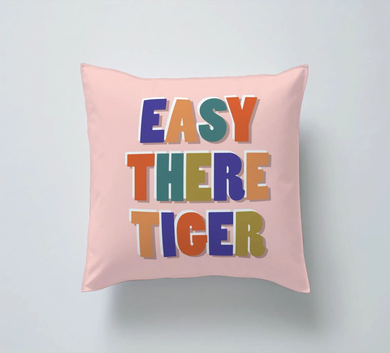 Easy There Tiger – Retro Fun Lettering Print decorative cushion by showmemars