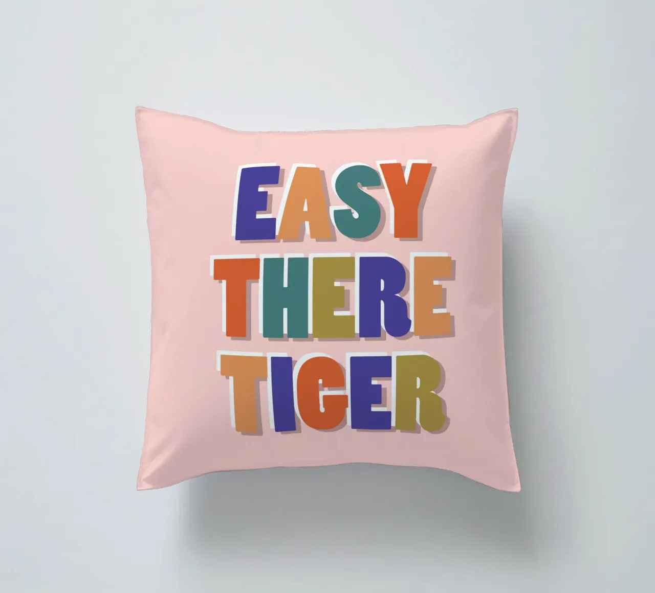 Easy There Tiger – Retro Fun Lettering Print decorative cushion by showmemars