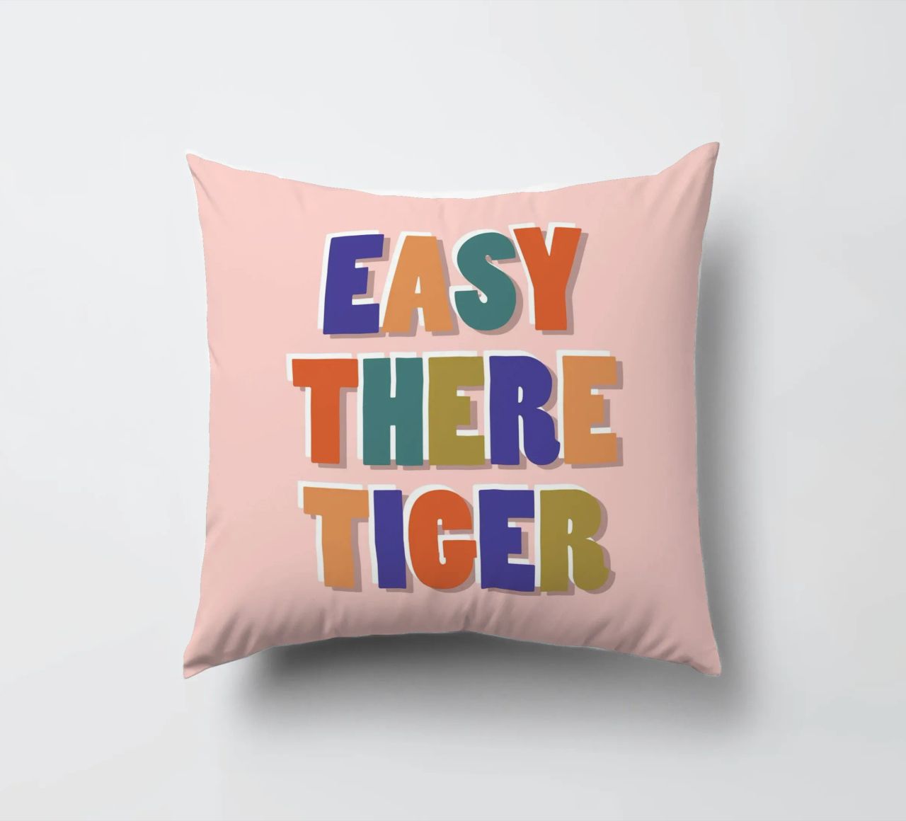 Easy There Tiger – Retro Fun Lettering Print decorative cushion by showmemars