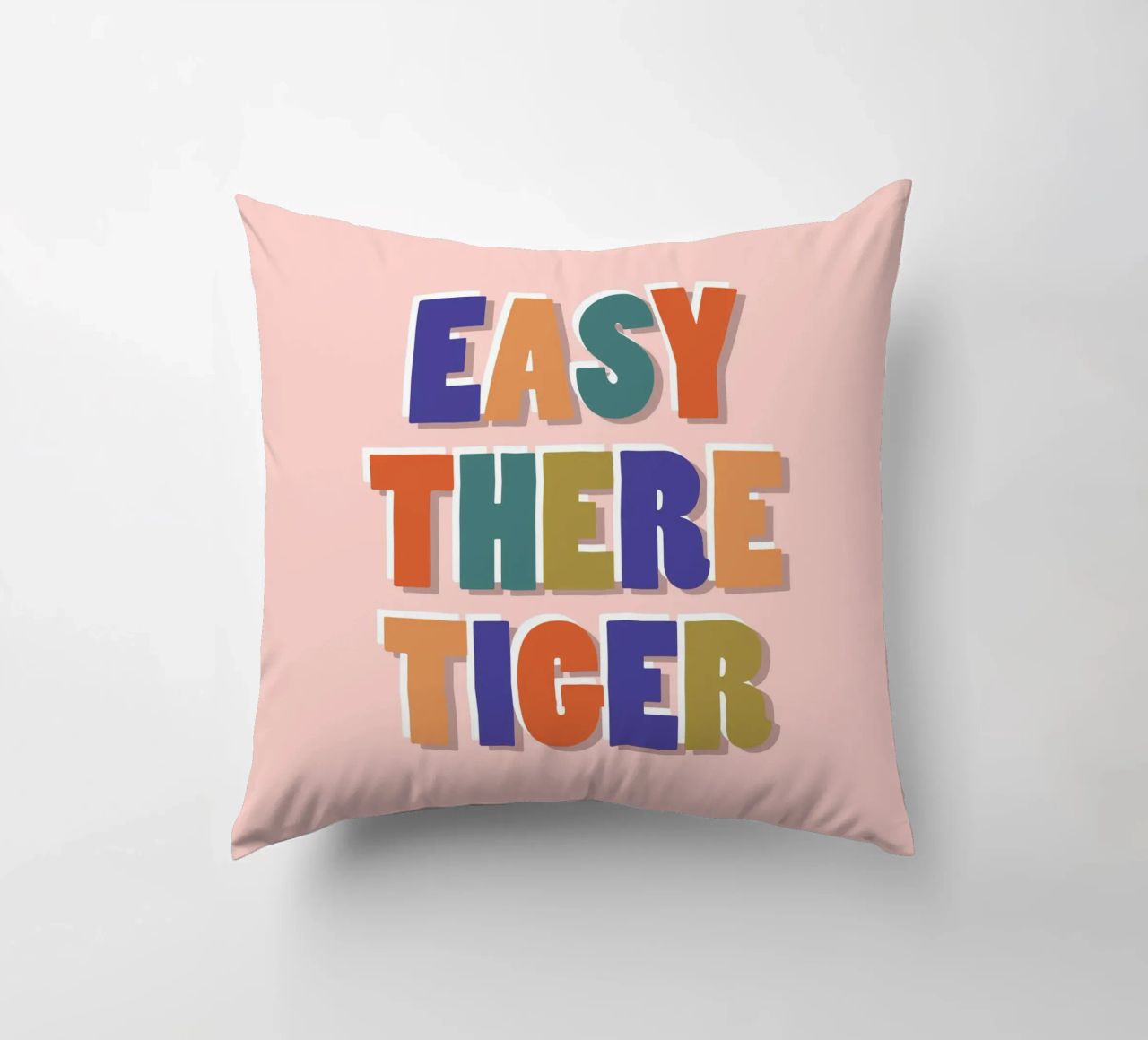 Easy There Tiger – Retro Fun Lettering Print decorative cushion by showmemars