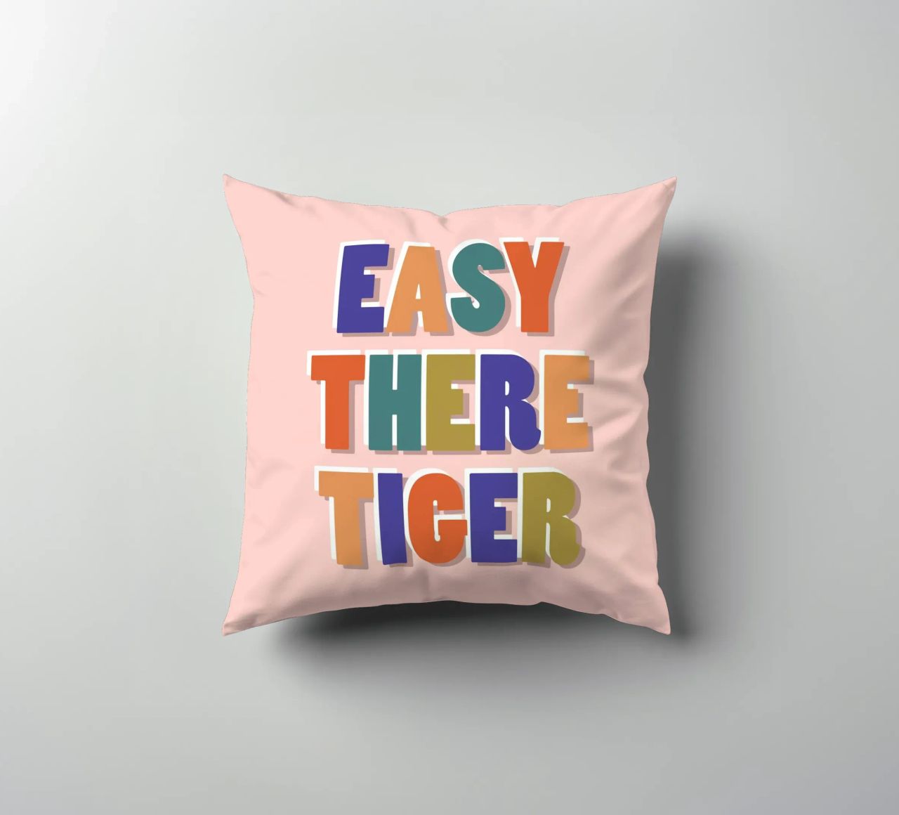 Easy There Tiger – Retro Fun Lettering Print decorative cushion by showmemars