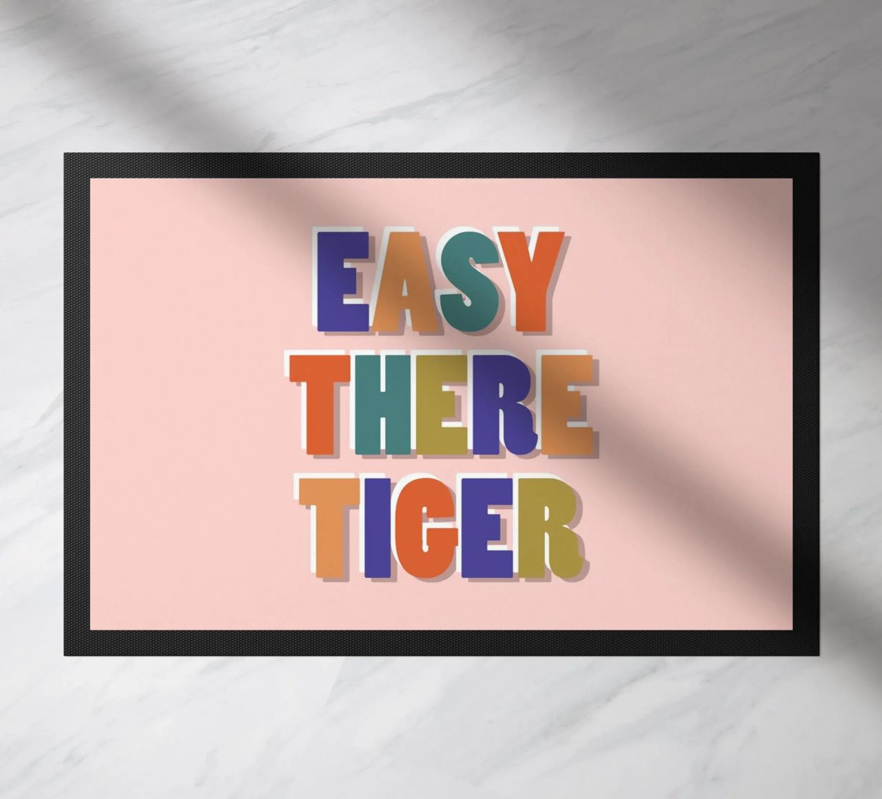 Easy There Tiger – Retro Fun Lettering Print doormat by showmemars