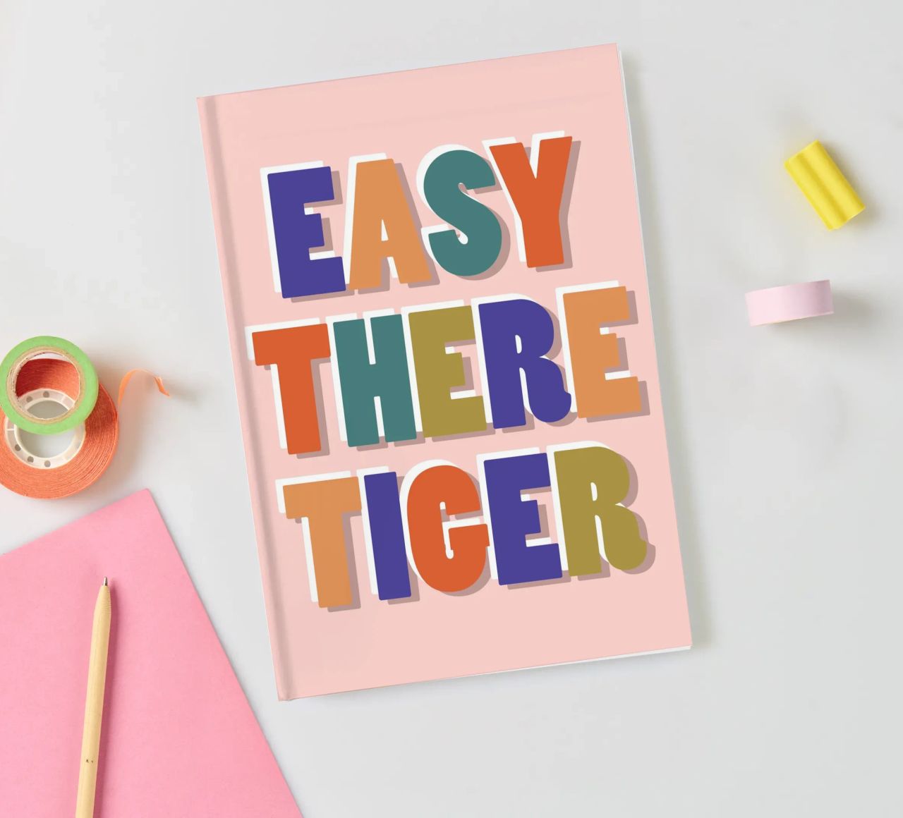 Easy There Tiger – Retro Fun Lettering Print notebook by showmemars