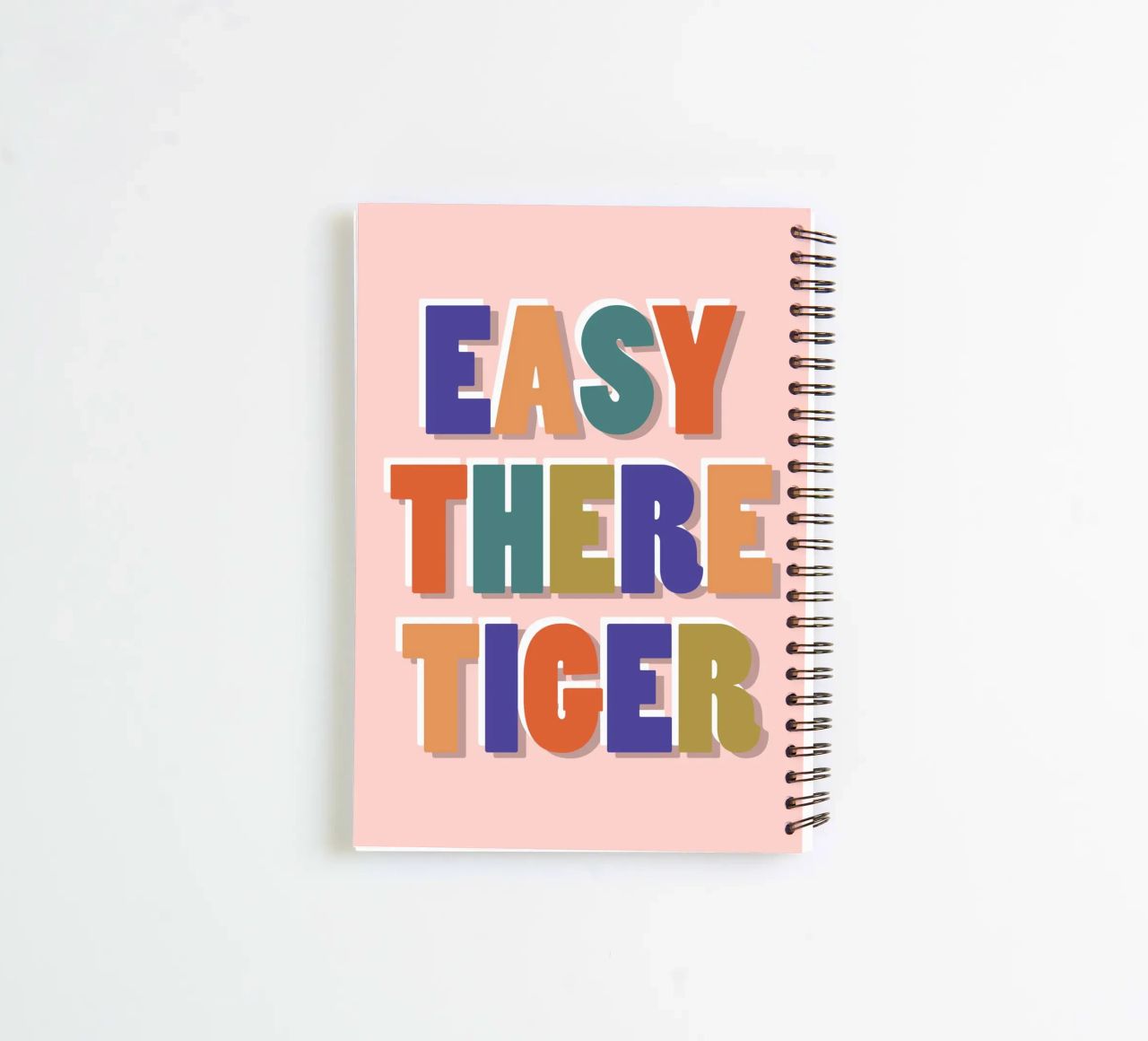 Easy There Tiger – Retro Fun Lettering Print spiral notebook by showmemars