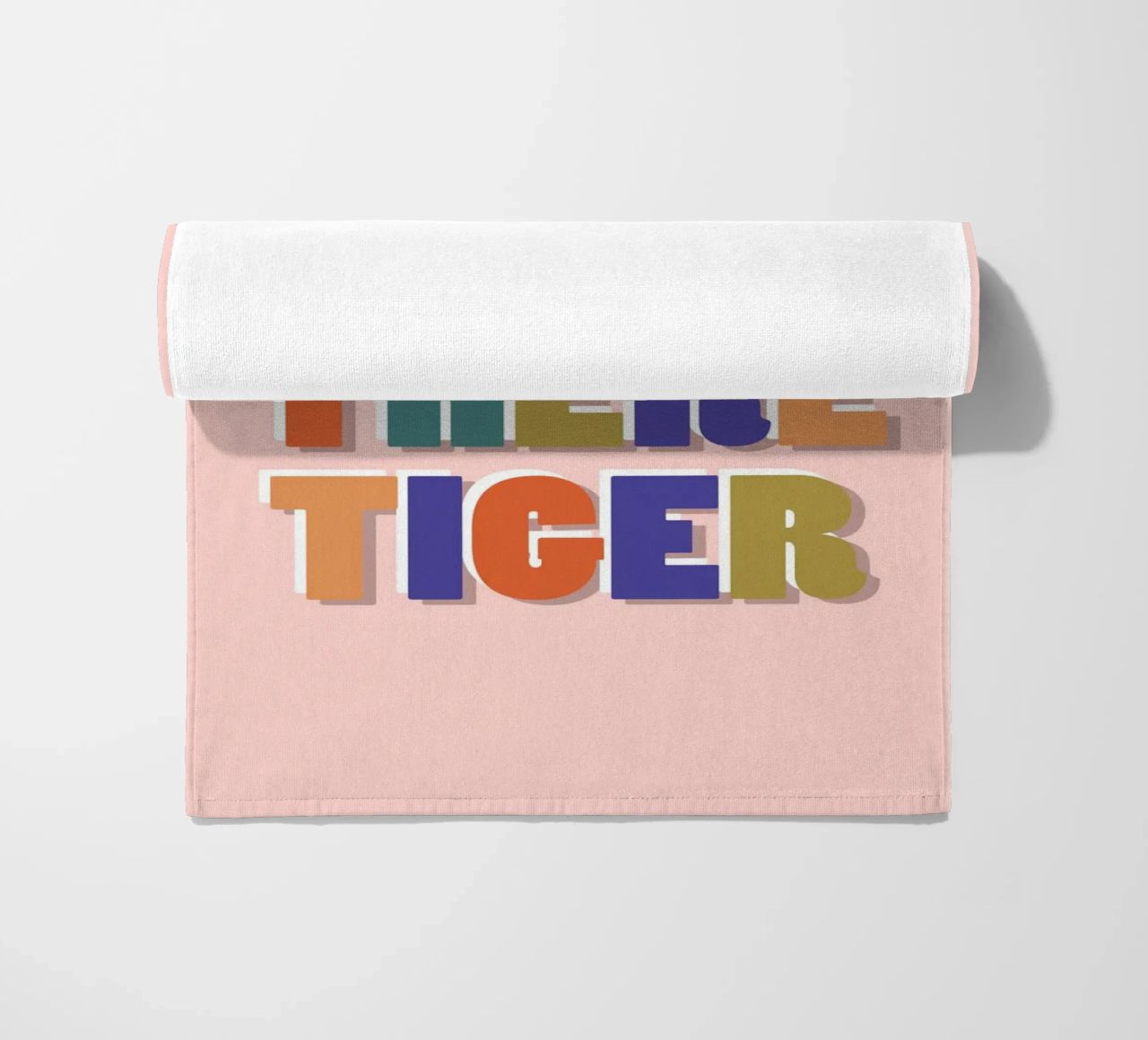 Easy There Tiger – Retro Fun Lettering Print beach towel by showmemars