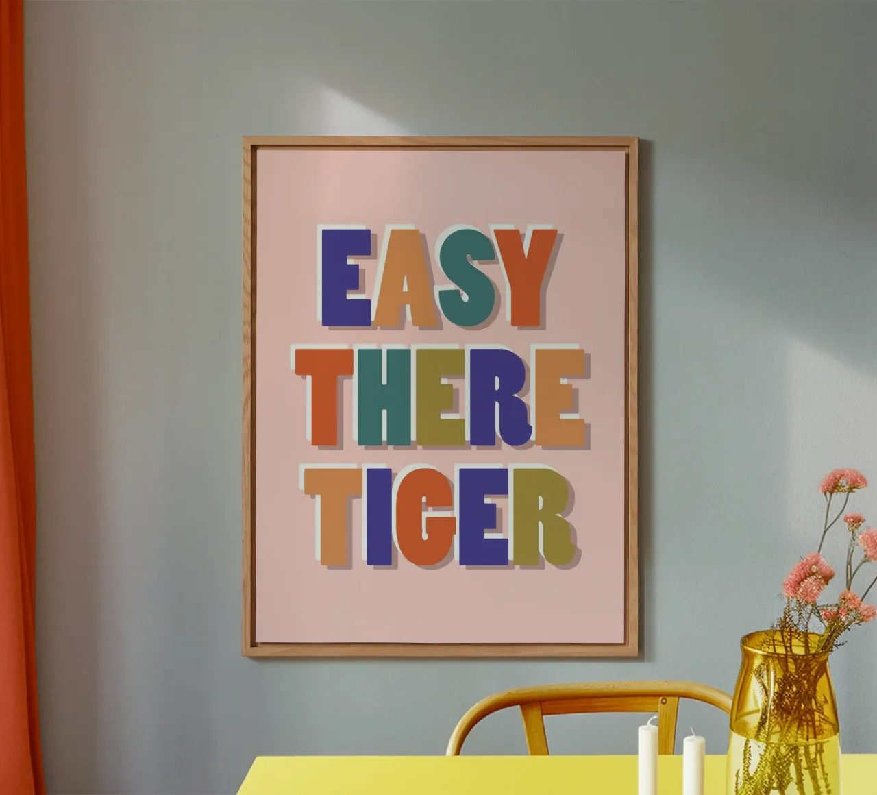 Easy There Tiger - Stampa lettering retrò e divertente alluminio dibond da showmemars