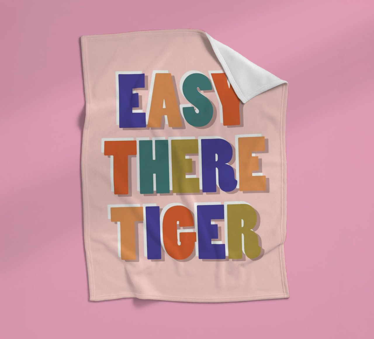 Easy There Tiger – Retro Fun Lettering Print fleece blanket by showmemars