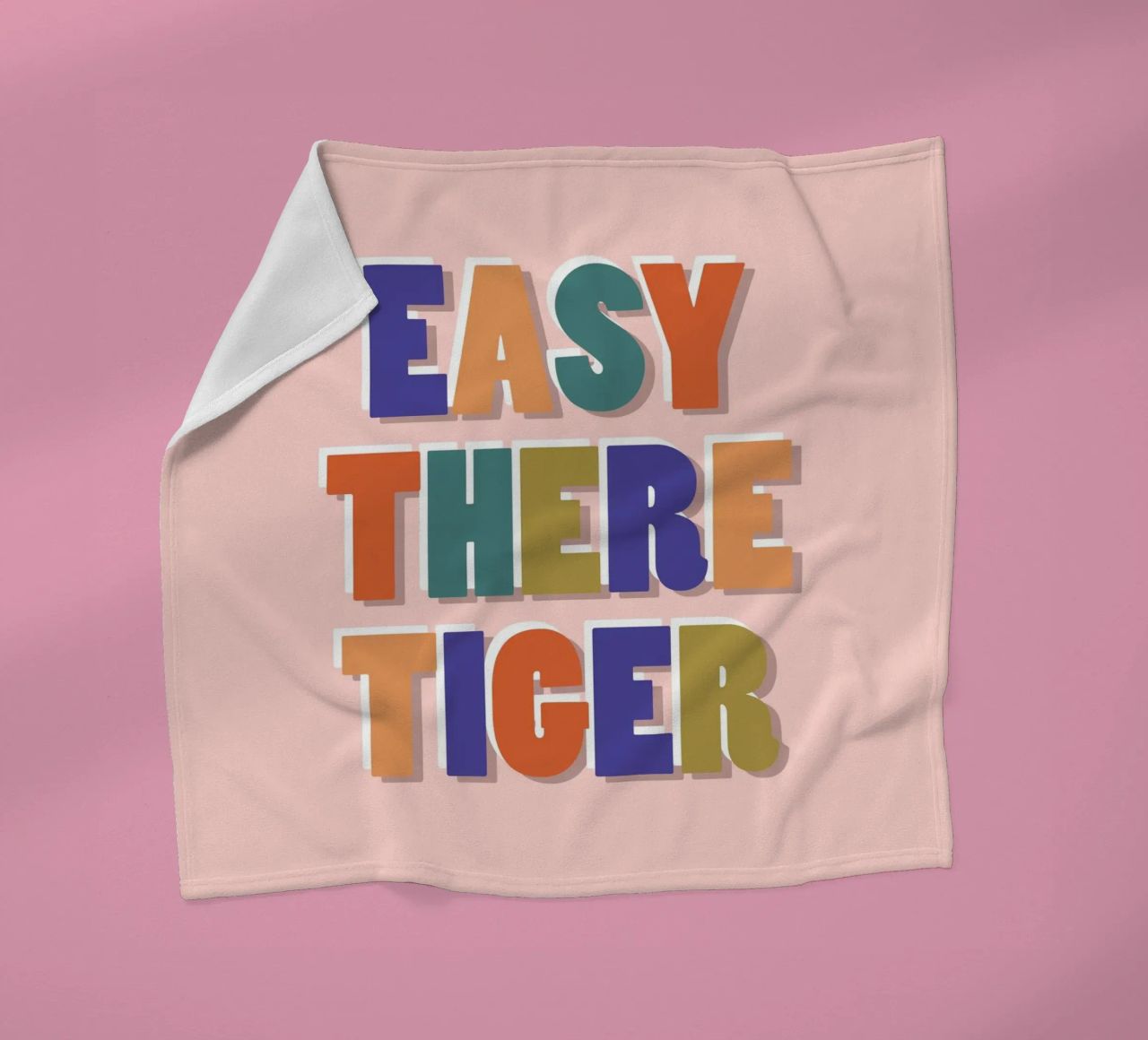 Easy There Tiger – Retro Fun Lettering Print fleece blanket by showmemars