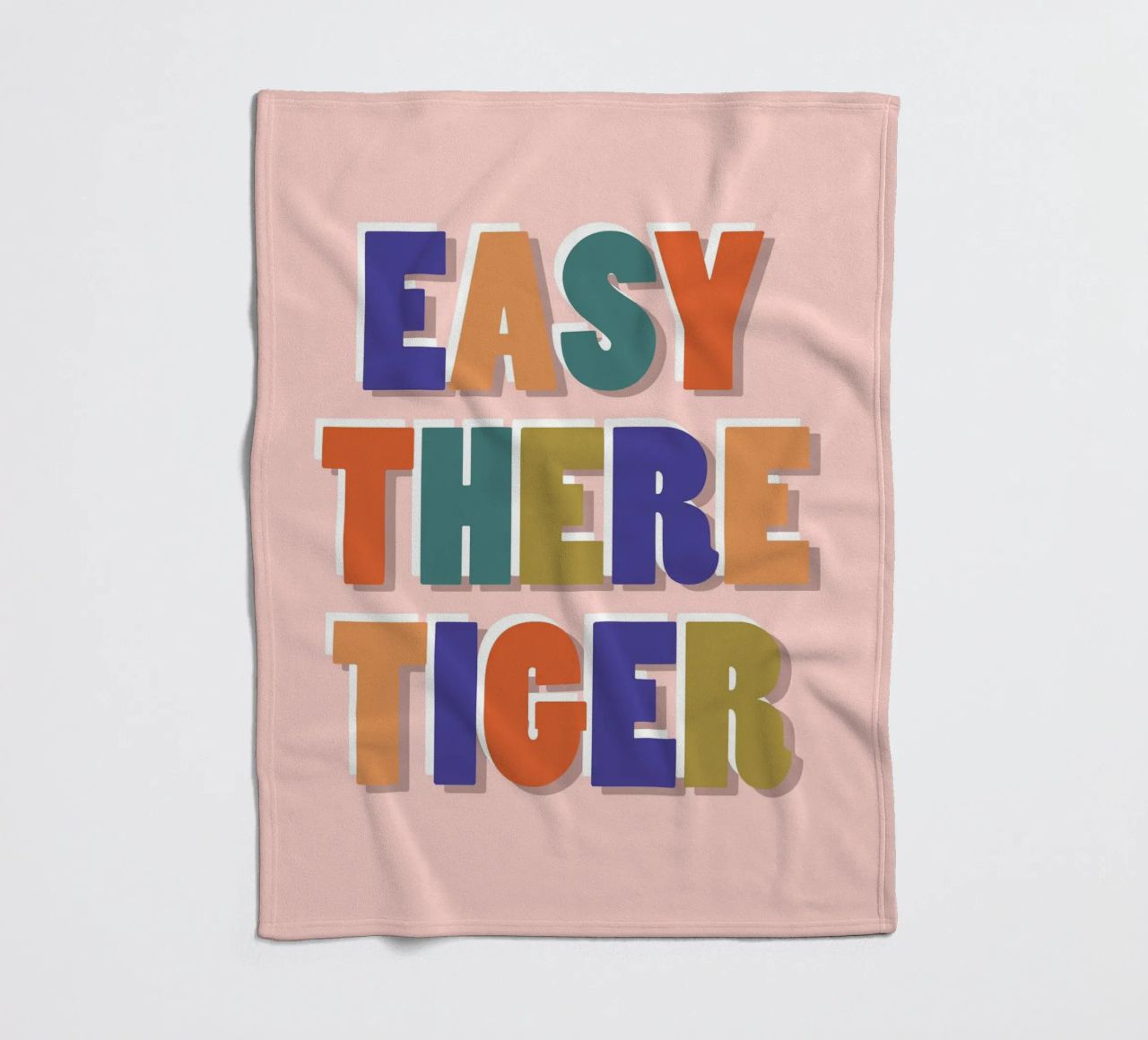 Easy There Tiger – Retro Fun Lettering Print fleece blanket by showmemars
