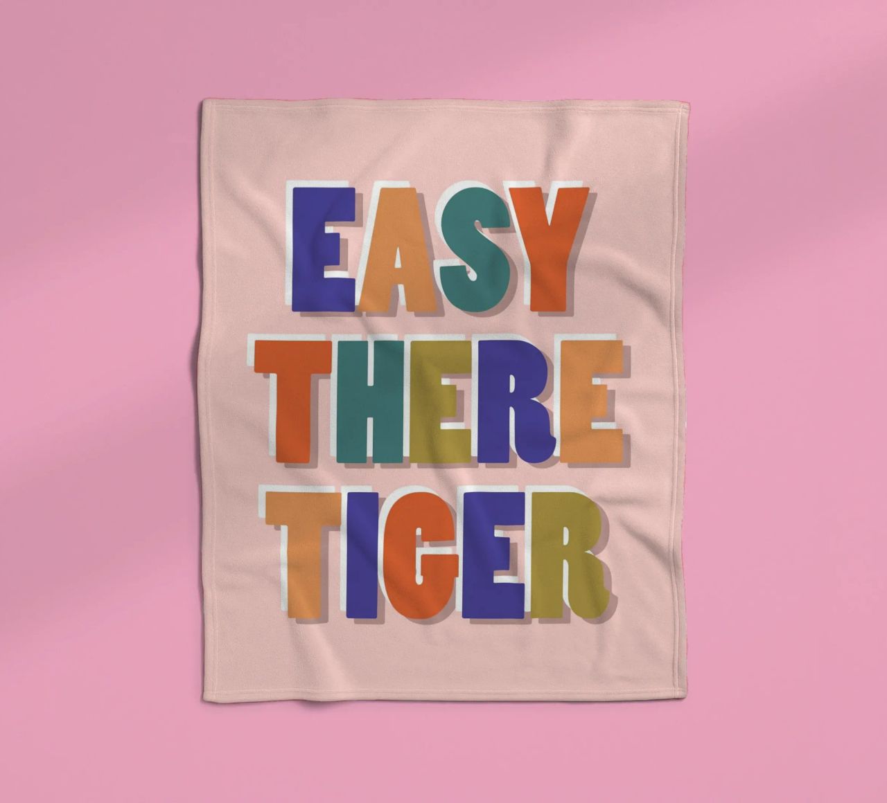 Easy There Tiger – Retro Fun Lettering Print fleece blanket by showmemars