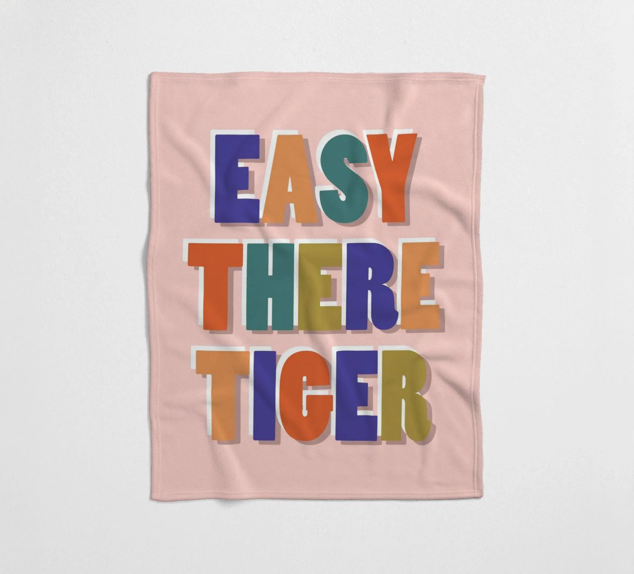 Easy There Tiger – Retro Fun Lettering Print fleece blanket by showmemars
