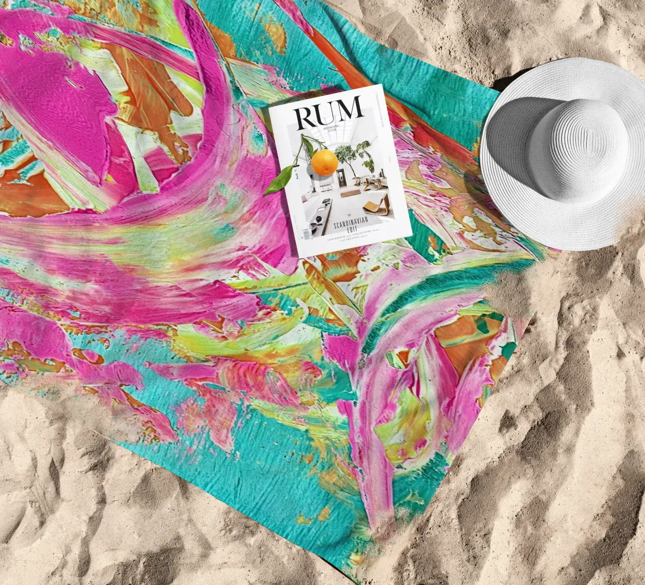 IDEAL GIFT 23 invers beach towel by Thierry Vobmann Abstract painting
