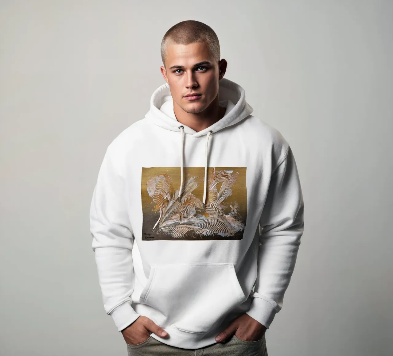 MESSAGE FROM THE HEART 35 felpa con cappuccio da Thierry Vobmann Abstract painting