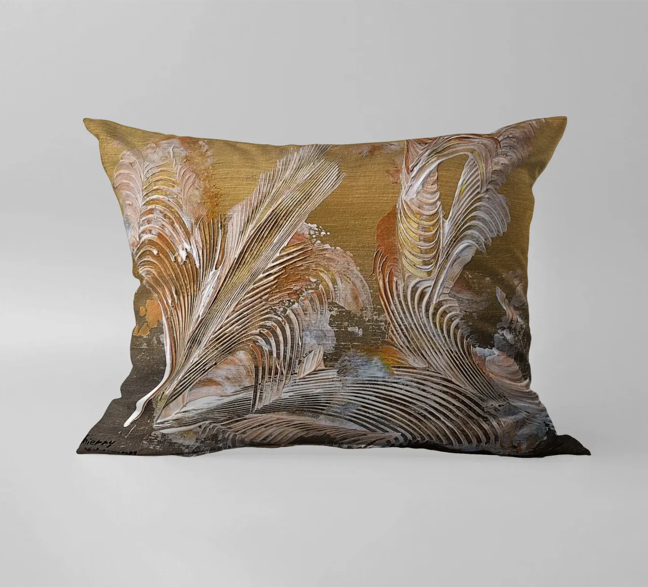 MESSAGE FROM THE HEART 35 cuscino da Thierry Vobmann Abstract painting