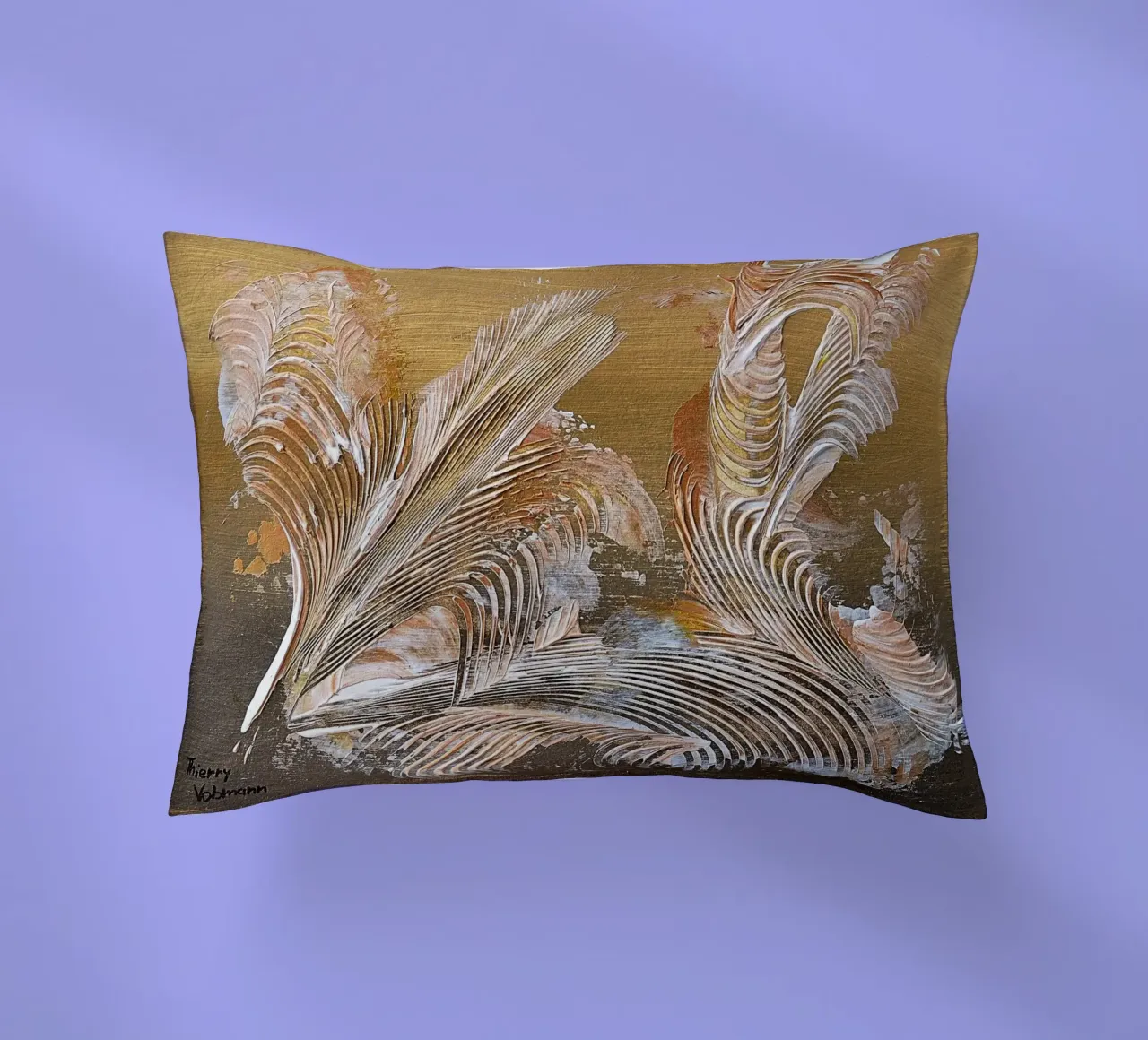 MESSAGE FROM THE HEART 35 cuscino da Thierry Vobmann Abstract painting