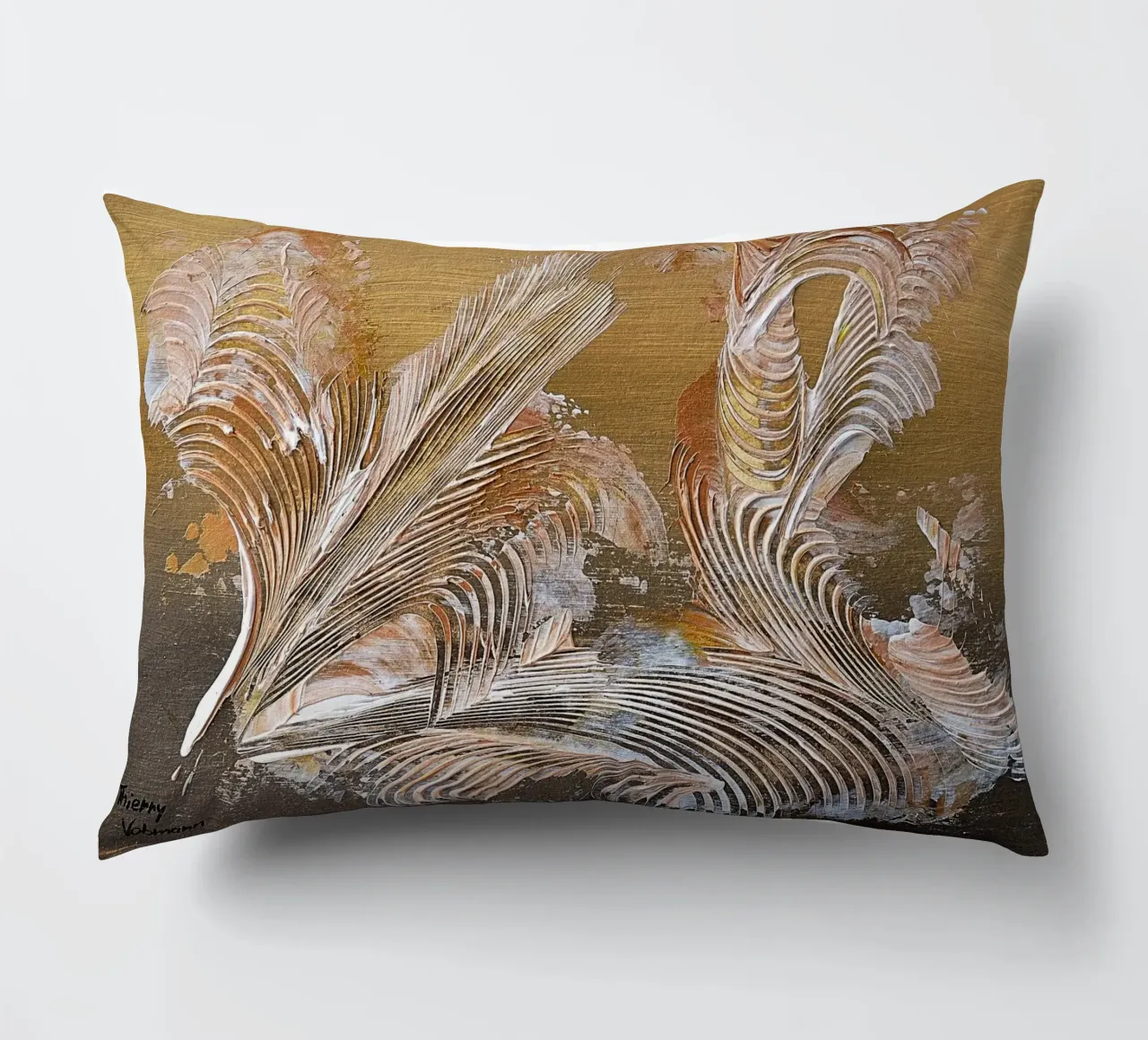 MESSAGE FROM THE HEART 35 decorative cushion by Thierry Vobmann Abstract painting