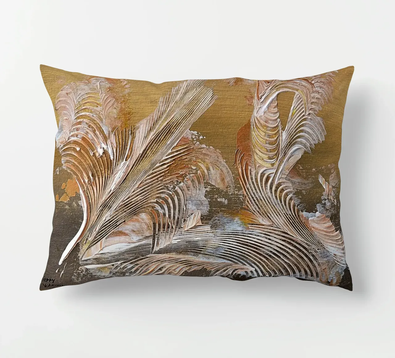 MESSAGE FROM THE HEART 35 cuscino da Thierry Vobmann Abstract painting