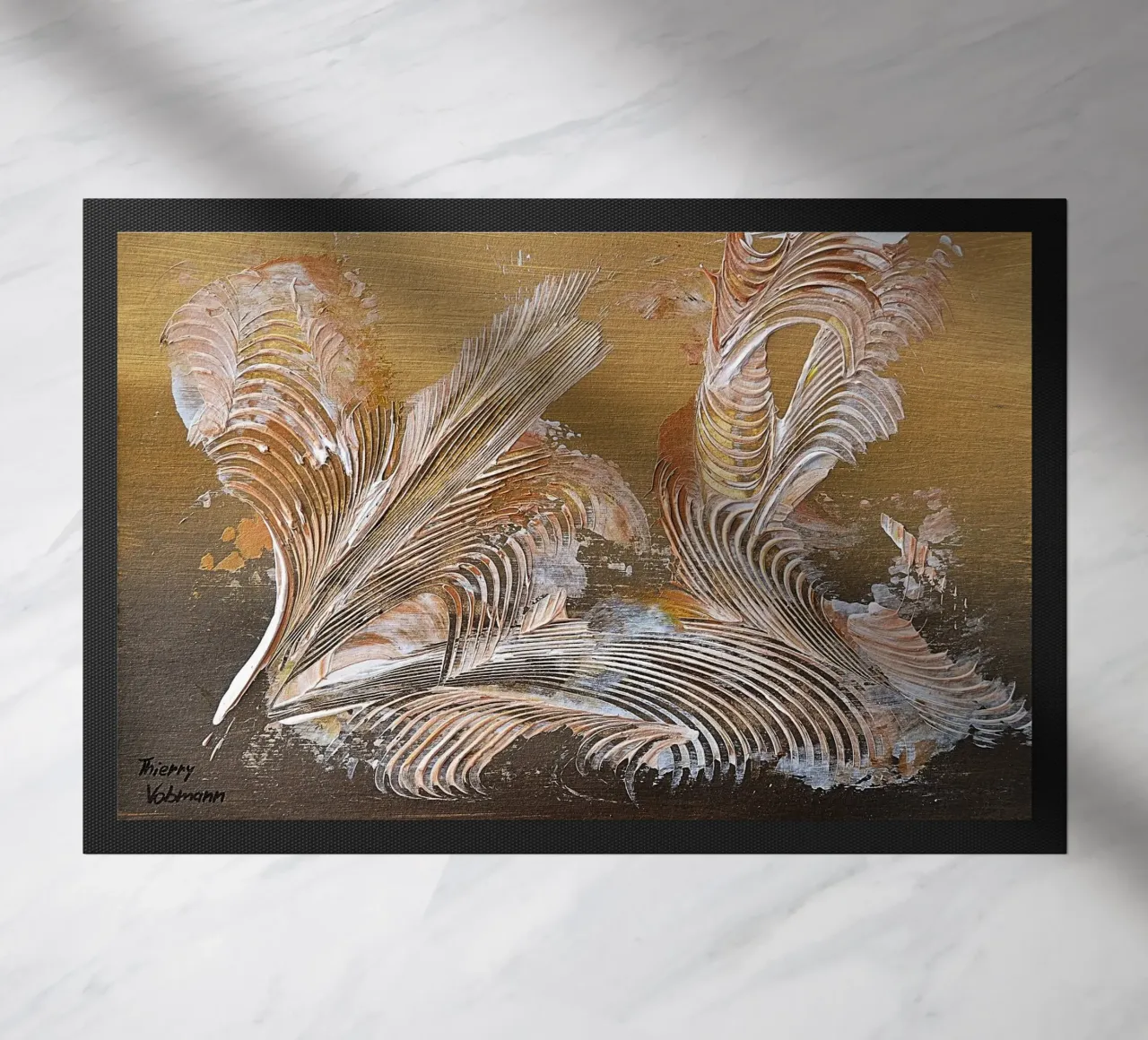 MESSAGE FROM THE HEART 35 deurmat van Thierry Vobmann Abstract painting