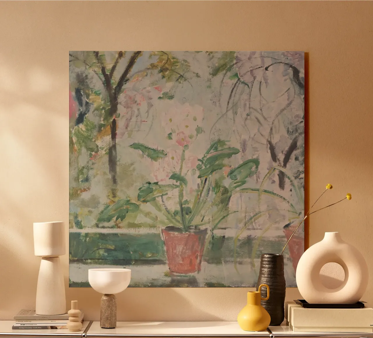 Blume am Fenster (Oskar Moll) plexiglass da Second Canvas