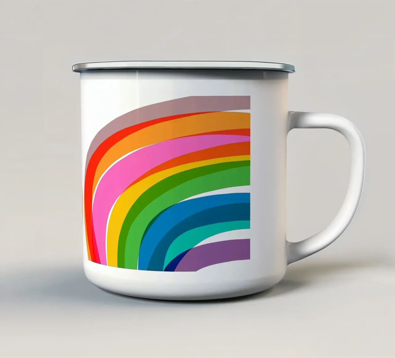 Ogni sfumatura d'amore: Un viaggio dell'orgoglio con i colori dell'arcobaleno tazza in smalto da Dominique Vari
