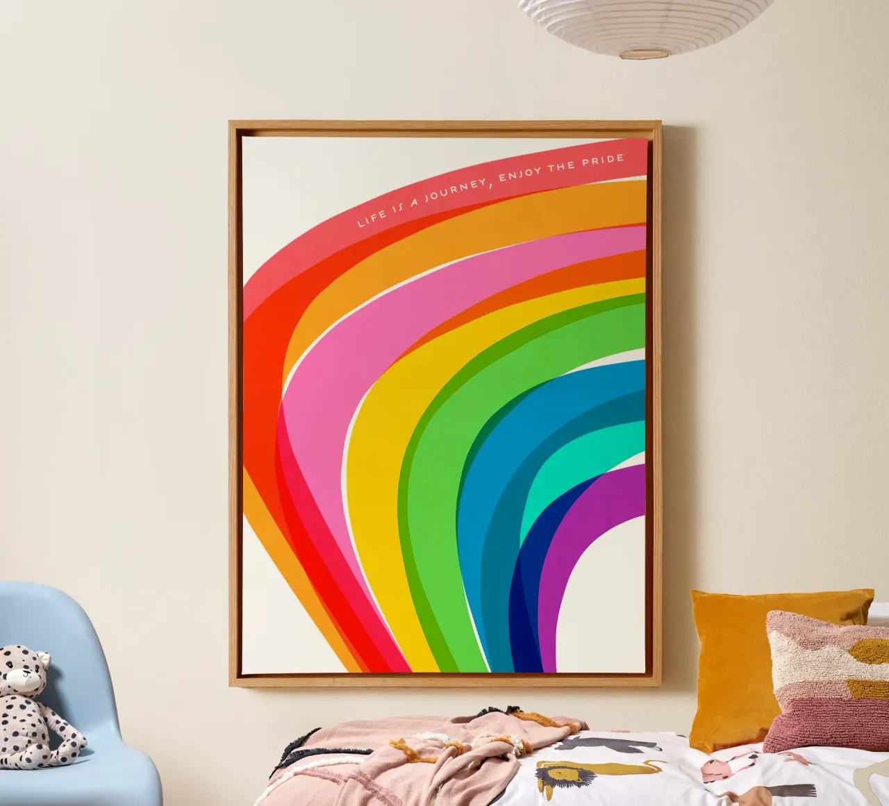Ogni sfumatura d'amore: Un viaggio dell'orgoglio con i colori dell'arcobaleno tela con Cornice a cassetta da Dominique Vari