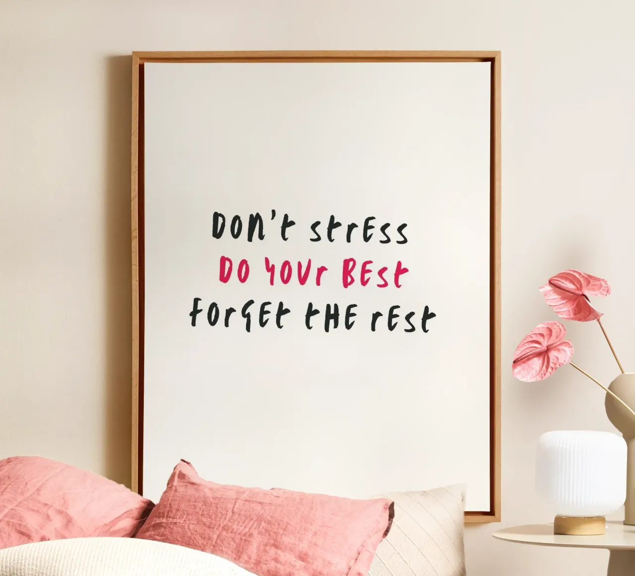 Don´t stress do your best forget the rest tela con Cornice a cassetta da typostudio