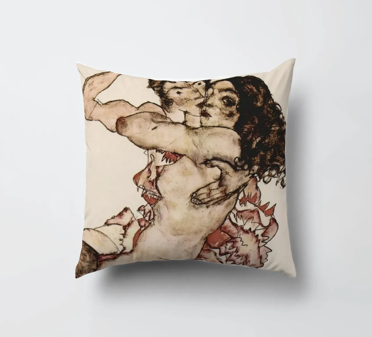 Egon Schiele - Coppia di donne che si abbracciano (1915) cuscino da Wirla