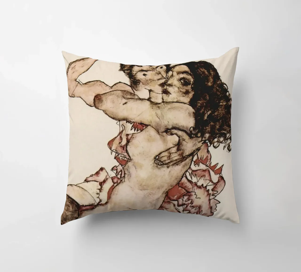 Egon Schiele - Coppia di donne che si abbracciano (1915) cuscino da Wirla
