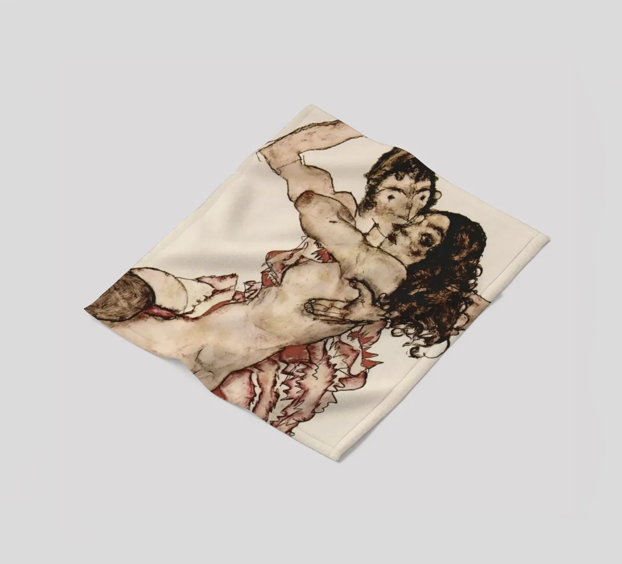 Egon Schiele - Coppia di donne che si abbracciano (1915) coperta in pile da Wirla