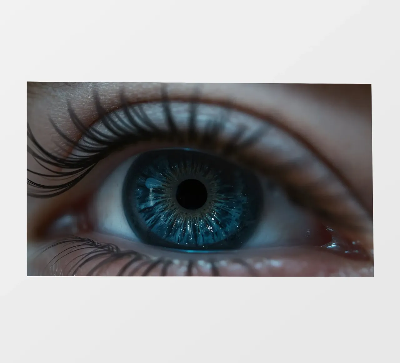 Eine Nahaufnahme eines blauen Auges, die komplizierte Details hervorhebt Fototapete von DesignDoodle