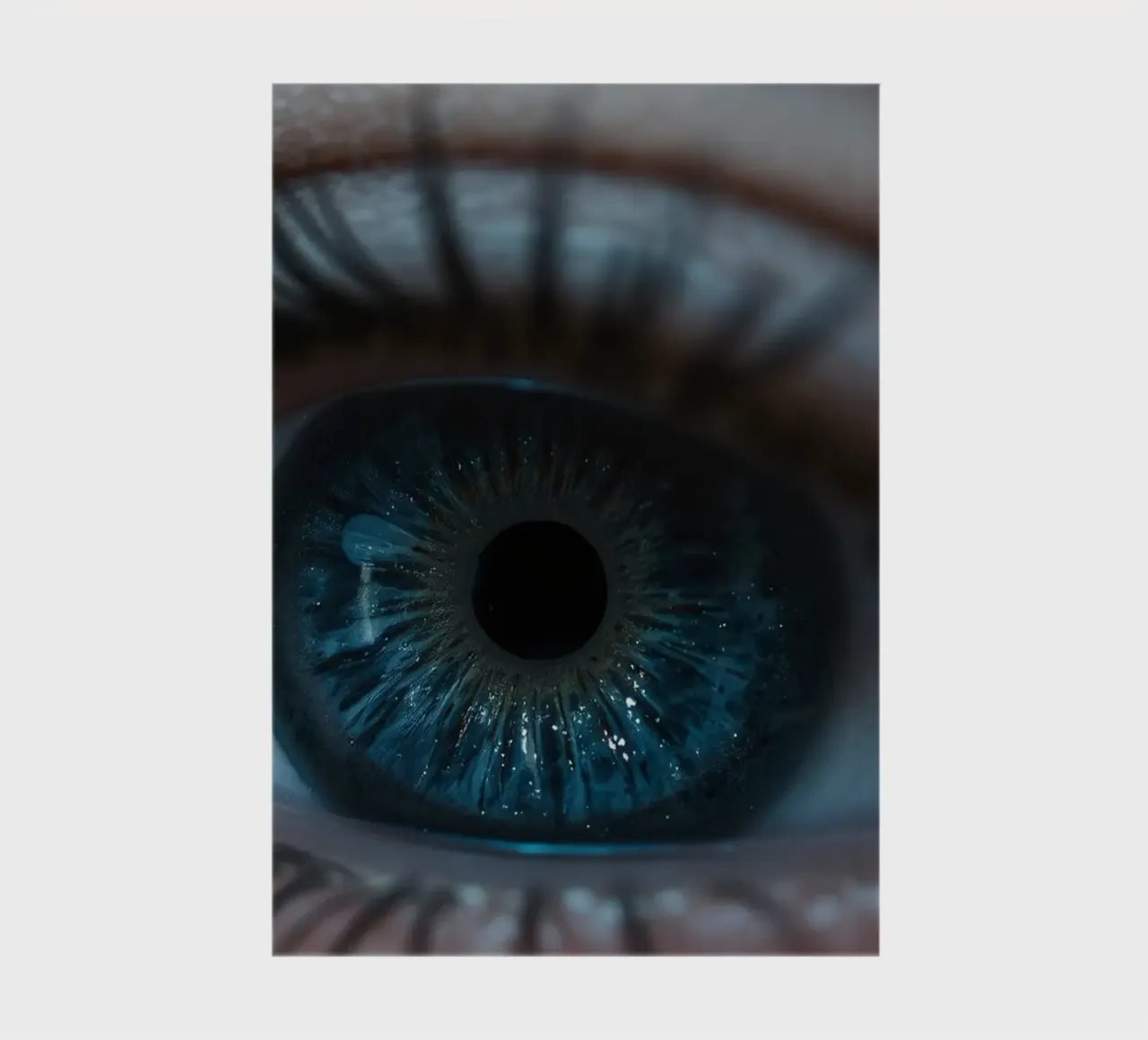 A close-up view of a blue eye highlighting intricate details notebook by DesignDoodle