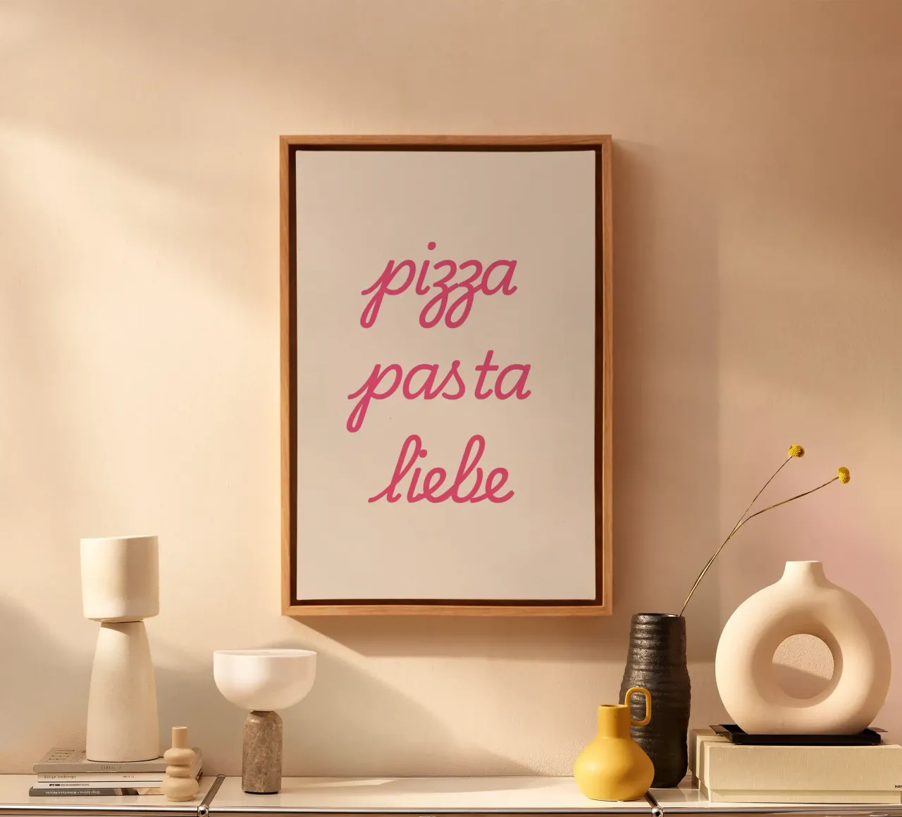 Pizza, pasta, liefde canvas met Baklijst van typostudio